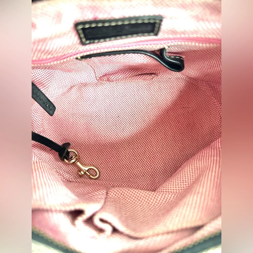 Dooney Bourke Vintage Black White Signature Jacquard Small Shoulder Bag Charm - Picture 8 of 10